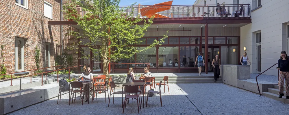 Binnenplein Huis73 met ginko Biloba op de achtergrond